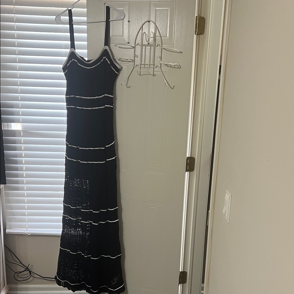 Abercrombie & Fitch Black Maxi Dress with White Trim